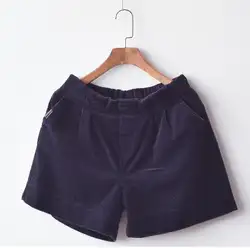 2019 осенние шорты женские новые повседневные эластичные шорты с высокой талией однотонные дикие вельветовые шорты
