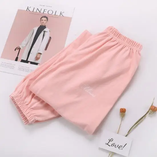 Fdfklak с буквенным принтом длинные женские штаны Весна Осень Женские домашние штаны Хлопковые Штаны для сна домашняя утварь женская пижама брюки - Цвет: pink
