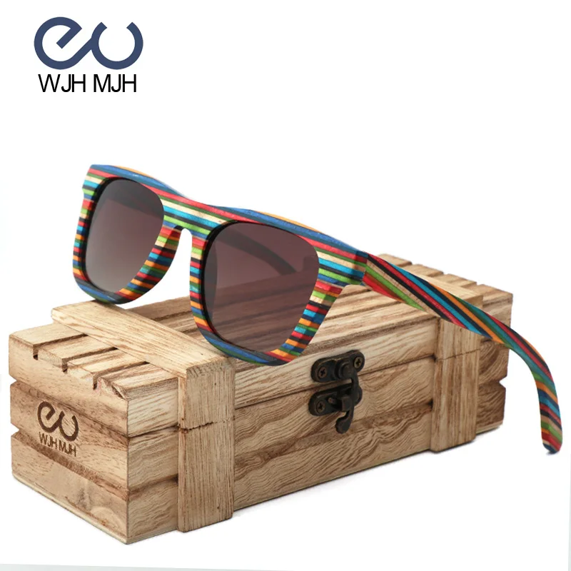 WJH MJH поляризованные деревянные очки Для мужчин бамбуковые солнцезащитные очки Для женщин Брендовая Дизайнерская обувь Винтаж очки Óculos de