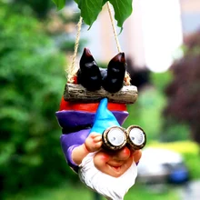 Висячие гномы с очками шляпа статуя на солнечных батареях Водонепроницаемый Открытый украшение двора, сада двора статуя фермы