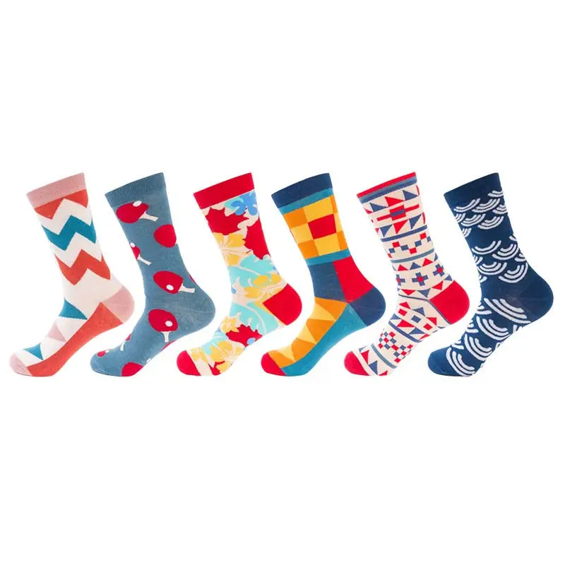 British style happy socks fashion mens combed cotton art socks colorful