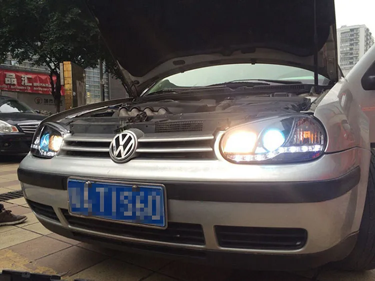 Hireno фары для 2003-2009 Volkswagen Гольф 4 Гольф 4 фар сборки LED DRL ангел объектив двойной луч HID ксеноновые 2 шт