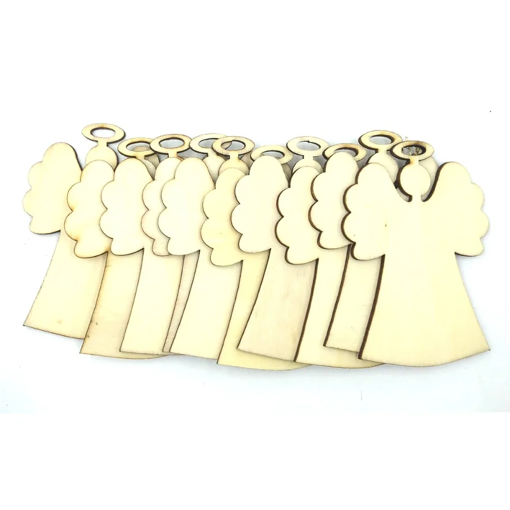10pcs 85*59cm Unfinished Unpaid Wood Angel Rustic Tags Christmas Decor Gift Hanging Tree Wedding Decoration | Дом и сад
