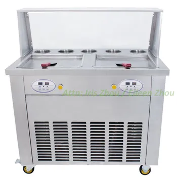 

South America popular RL-S2+5 double square pans with 5 topping tanks fry ice cream machine price