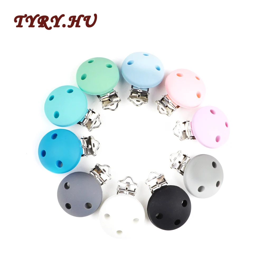 

TYRY.HU 10pcs Silicone Round Shaped Pacifier Clips Holder Teething Accessories Perle Alphabet DIY Tool Chupetas Para Baby Toy