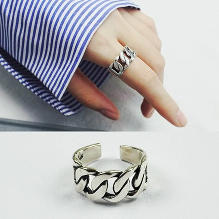 Женское Винтажное кольцо с цепочкой Bijoux регулируемое из стерлингового серебра 925