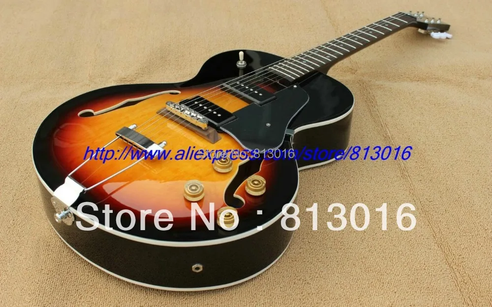 

NEW 1946-1949 Archtop Guitar, Sunburst ES125 Electric Guitar with HH pickup+chrome hardware! Free shipping!