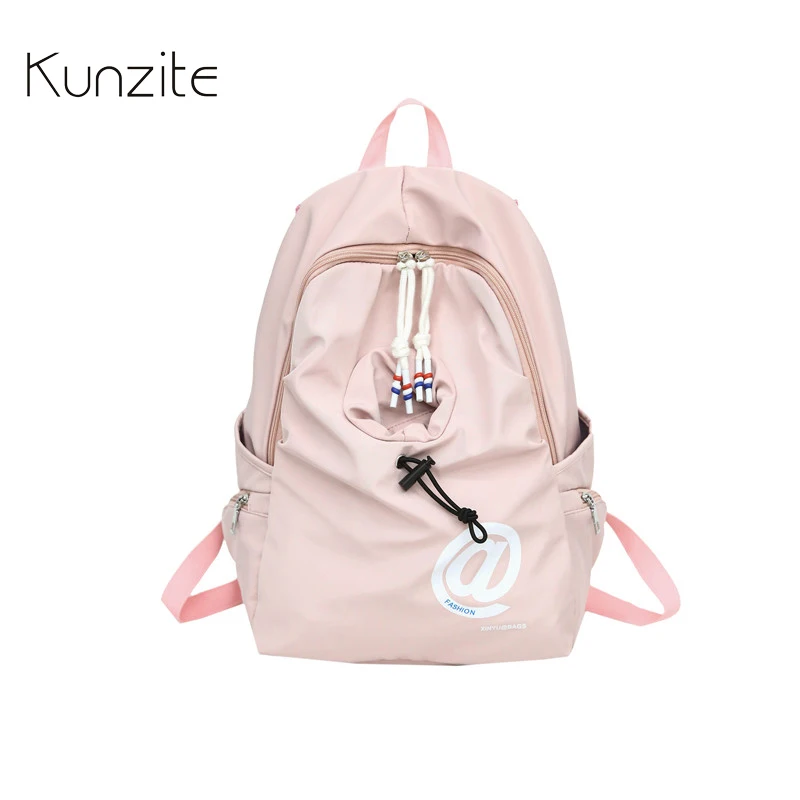 

KUNZITE Women Backpack With Cup Bag Large Capacity Back To School Backpack Student Book Bag For Teenager Girl Leisure Travel Bag