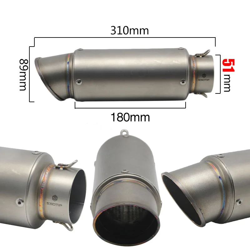 ZSDTRP Универсальный 51/60 мм мотоцикл выхлопной модифицированный SC глушитель для FZ6 CBR250 CB400 CBR600RR KTM Z900 ATV - Цвет: C-51mm