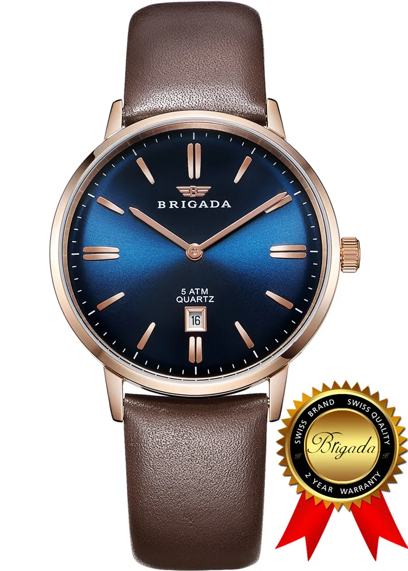 Часы BRIGADA Swiss Bramd для мужчин красивые деловые повседневные синие мужские часы |