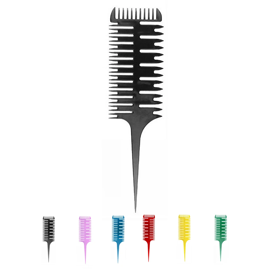 

1PC New 3 Sides Modeling Salon Fish Bone Shape Comb Dyeing Sectioning Highlighting Coloring Dispensing Brush