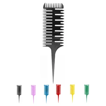 

1PC New 3 Sides Modeling Salon Fish Bone Shape Comb Dyeing Sectioning Highlighting Coloring Dispensing Brush