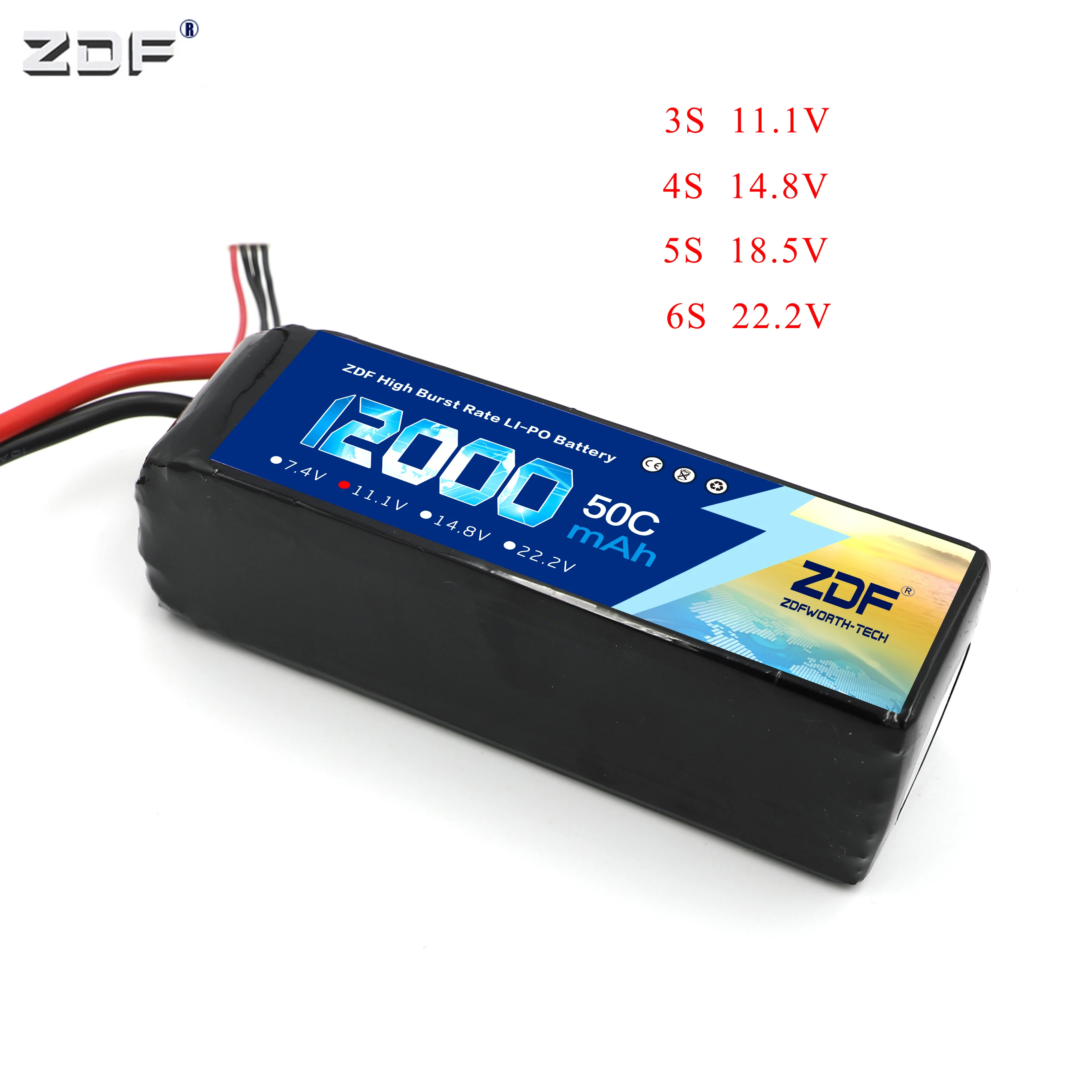 ZDF Lipo 4S 5s 6S аккумулятор 14,8 V 18,5 V 22,2 V 12000mAh 50C MAX 100C для радиоуправляемого вертолета Дрон AKKU самолет FPV uav Автомобильная лодка Lipoly