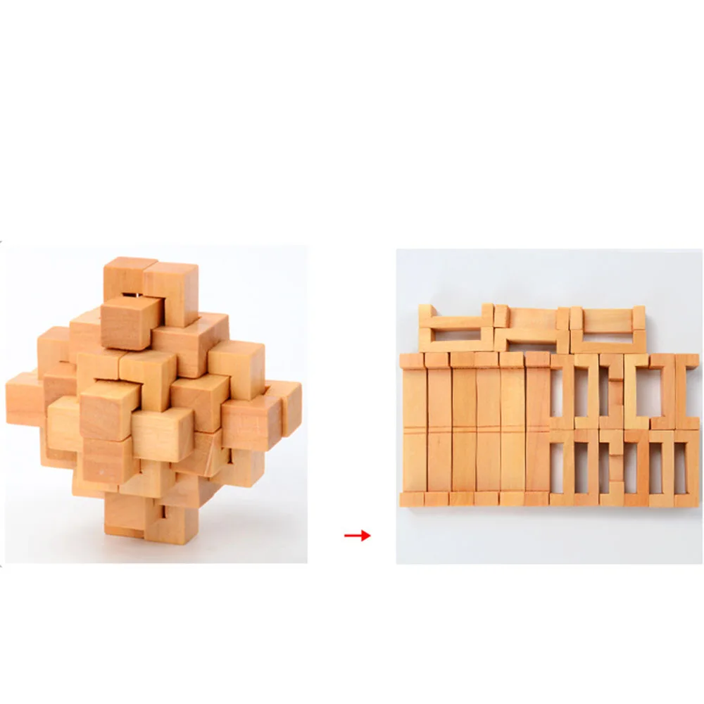 Kong Ming Luban Lock Kids Adult Wooden Intellectual Board Brain Tease Toy, Fun Educational Block Board Game Toy For Children (2)