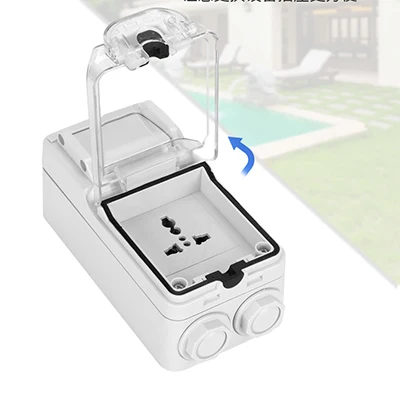 IP56 водонепроницаемый разъем непогодный выключатель света Открытый настенный разъем питания стандартный электрический выход Заземленный