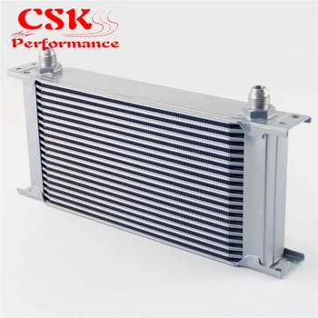 

19 Row 248mm AN8 Universal Aluminum Engine Oil Cooler 3/4" UNF-16 Black/Silver