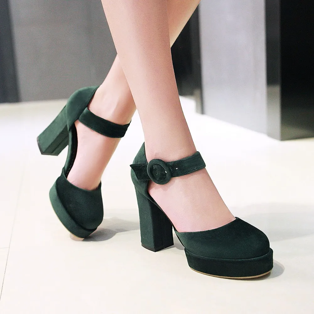 Весенние женские туфли размера плюс 48 с ремешком на щиколотке; модные бархатные туфли на высоком каблуке; офисные свадебные туфли; зеленая обувь с закрытым носком; женские туфли-лодочки
