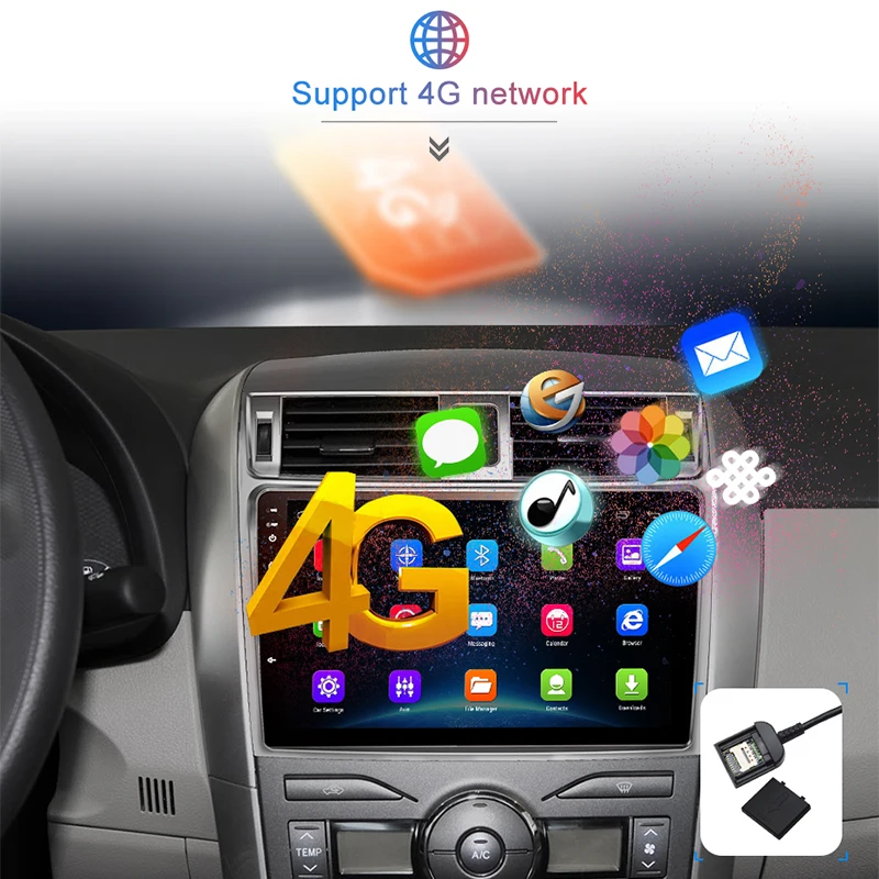 Top Junsun V1 2G+32G Android 9.0 For Toyota Corolla E140/150 2008 2009-2013 Car Radio Multimedia Video Player Navigation GPS 2din 4