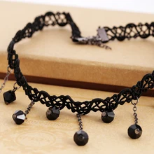 Женские черные бусы Подвеска кристалл нагрудник цепь сексуальное кружево колье ожерелье ключицы ювелирные изделия аксессуары