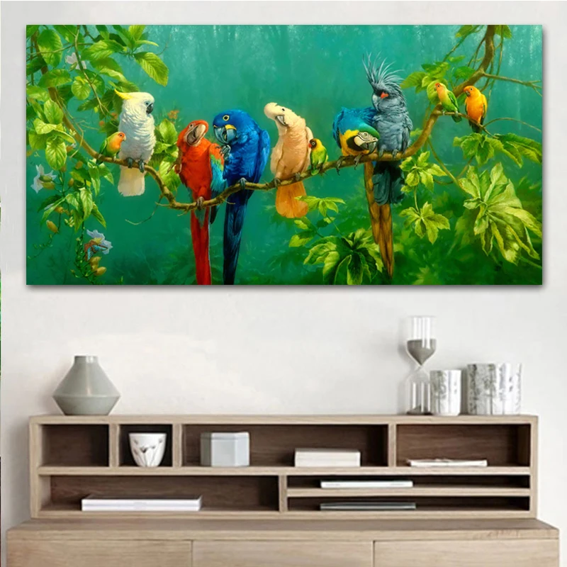 Bilder Bunte Papageien Tier Malerei Leinwand Malerei Wand Kunst Drucke Für  Wohnzimmer Moderne Dekorative Drucke Poster - AliExpress