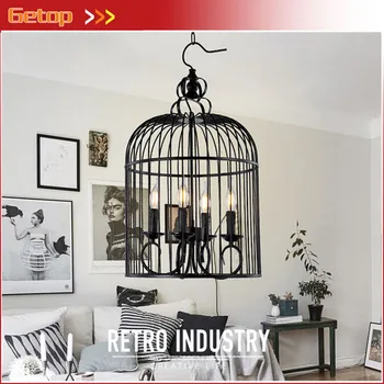 

Industrial Retro LED Pendant Lamp Iron Birdcage Candle Chandelier E14 Bulbs Bar Cafe Restaurant Sitting Room Hanging Lights