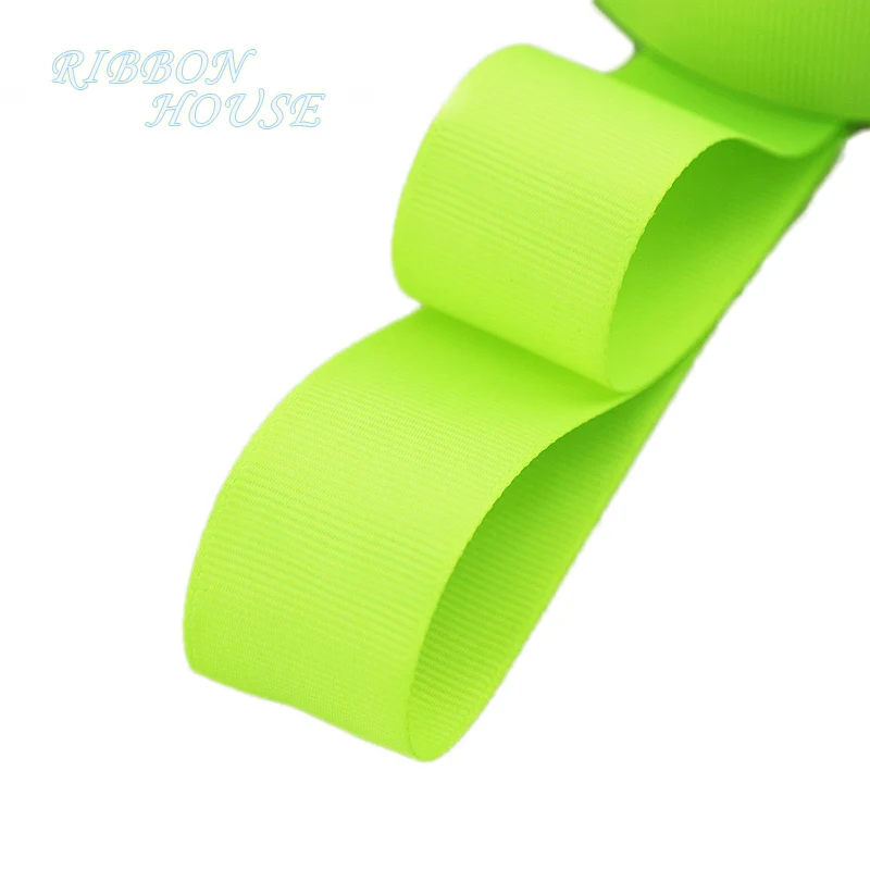 

(5 meters/lot) 1" (25mm) Fluorescent Green Grosgrain Ribbon Wholesale gift wrap Christmas decoration ribbons