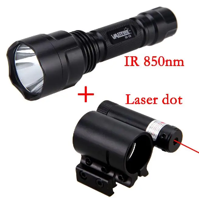 Package B VASTFIRE 5 Вт IR 850nm светильник ночного видения инфракрасный светодиодный светильник-пистолет для устройства ночного видения+ 18650+ зарядное устройство+ переключатель+ красная лазерная точка - Цвет: Package B