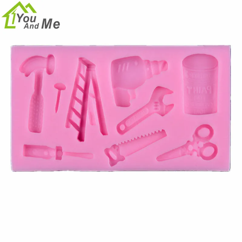 

DIY Hardware Tools Cake Decoration Mold Scissor Ladder Screw Sets Silicone Fondant Mould