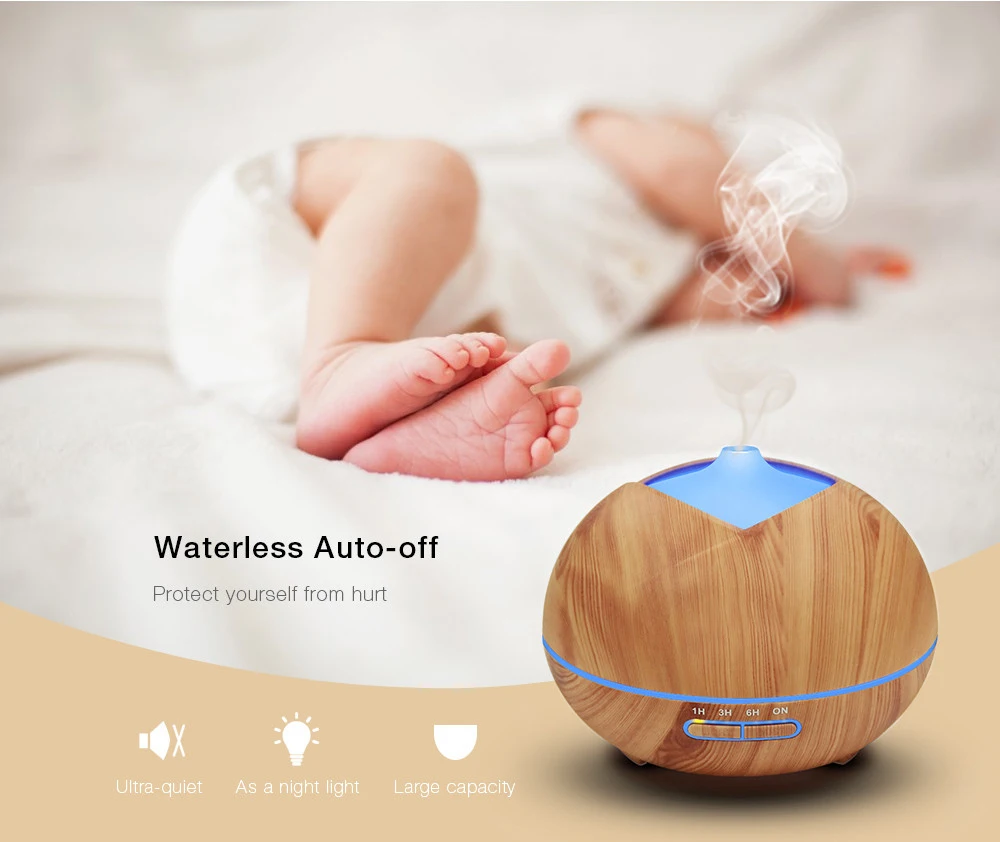 

Mini 450ml Essential Oil Diffuser Wood Grain Humidifier LED lights Aromatherapy Ultrasonic Cool Mist Humidifier for Office Home