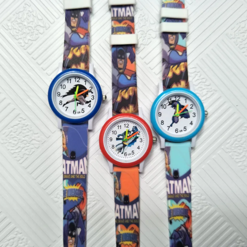 Мультфильм Бэтмен герой кварцевые Дети часы дети обувь для мальчиков девочек повседневное модный браслет наручные часы малыш часы для