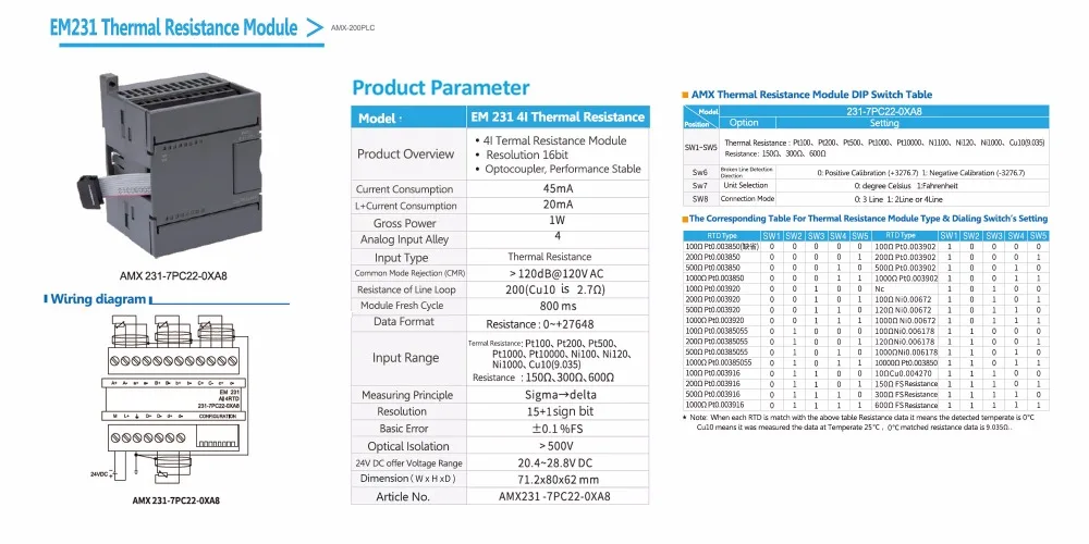 Совместимость c Siemens S7-200 4RTD EM231 4 Вход аналоговый модуль расширения 6ES7 231-7PC22-0XA0 Термальность модуль сопротивления