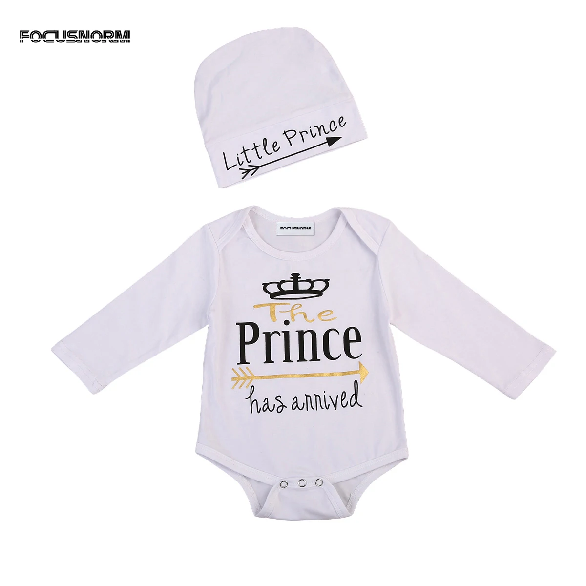 

toddler infant Baby Boy printed Prince Bodysuit Jumpsuit with hat Clothes Outfits long sleeve Bodysuits for baby boys 0-24M