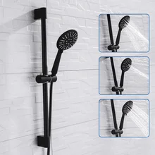 Slide-Bar Hose Shower-Riser Adjustable Black with Hand-Held Wall-Mount Wall-Mount