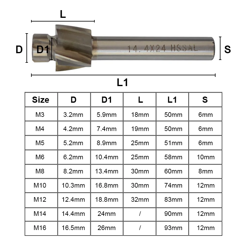 1 шт. M3.2-M16.5 HSS Цековка торцевой Фрезы с ЧПУ машина для вырезания гребней и пазов 4 флейты гравировальное лезвие раззенковка фреза