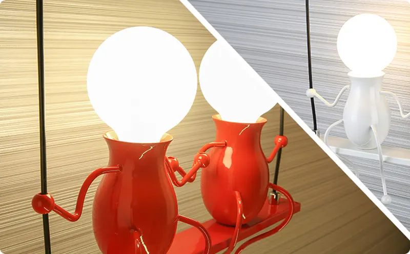 Modern Creative LED Wall Light E27 Black White Red Wall Lamp Sconce Home Fixtures For Children's Room Living Room Bedroom 110-220V (7)