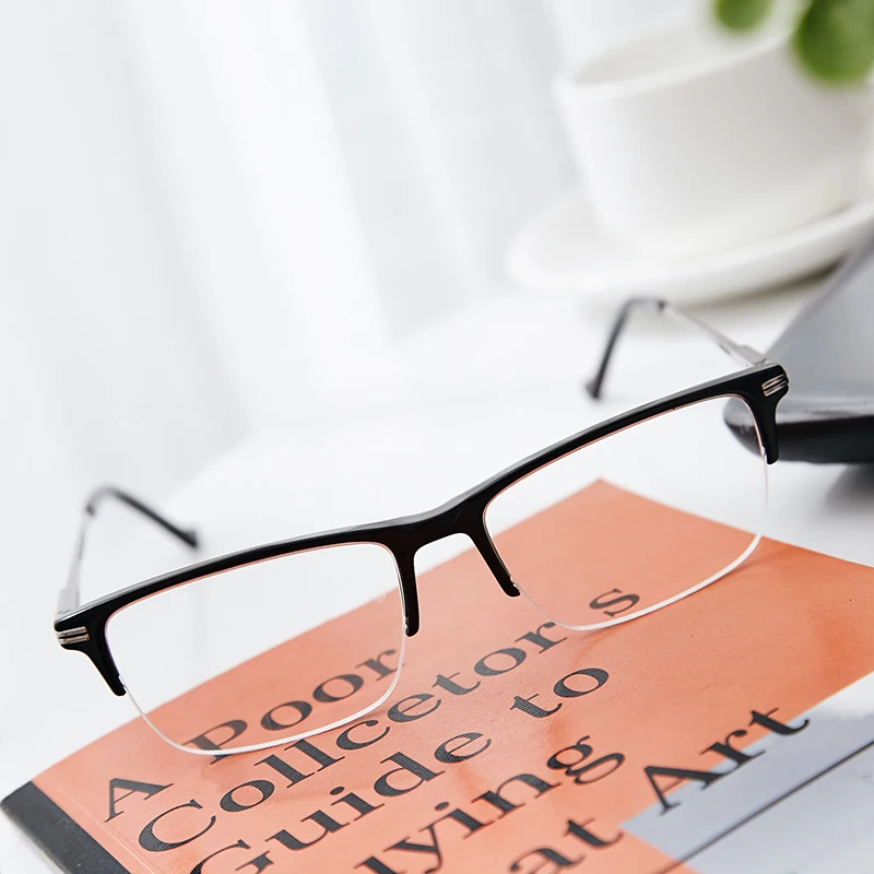 

Optical Men Eyeglasses Frame Fashion Brand Designer Half Frame Computer Myopia Transparent Prescription Glasses Frames For Men
