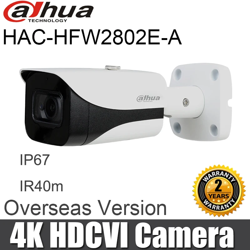 Dahua 4K Starlight HDCVI Camera Smart IR Dome Camera Video Resolution 8MP Built in Mic IP67 Coaxial Camera HAC-HFW2802E-A