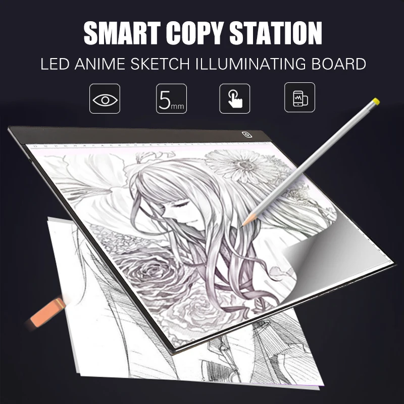 Мини A3 планшет для рисования цифровой графический коврик USB светодиодный светильник коробка для отслеживания копировальная доска электронная художественная графическая живопись письменный стол