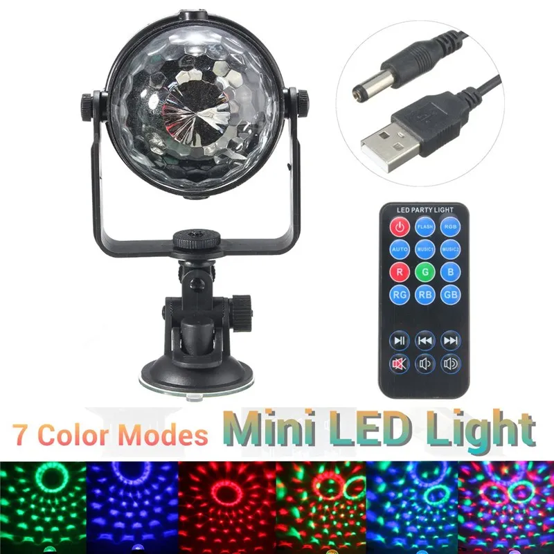 

Mini 3W LED RGB Stage Lighting Effect Remote Control Disco Ball Light Party Show DJ Disco USB Powered Lamp DC 5V Widely Use