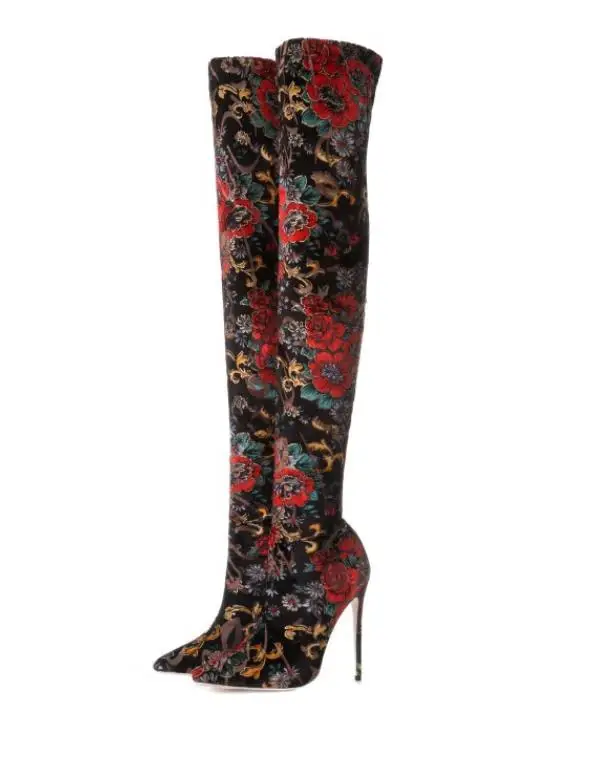 

Cross-boundary special for European and American fashion boots tip height and 12cm elastic women's boots suits foreign trade wom