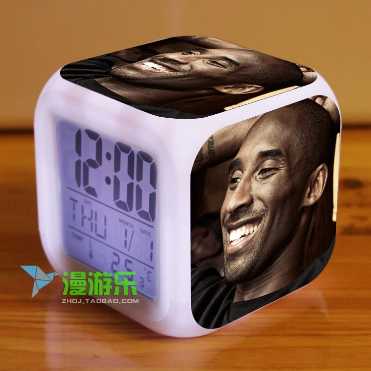 

Kobe NBA Basketball Star Kobe Alarm Clock Creative Birthday Gift Colorful Backlight Led Clock Electronic Sveglia Digitale Reveil