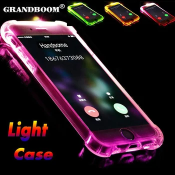 

100pcs LED Call Light Up Glitter Flash Transparent Case For iPhone 11 Pro Max XS XR X 8 7 6 6S Plus 5 5S Luminous Soft TPU Cover