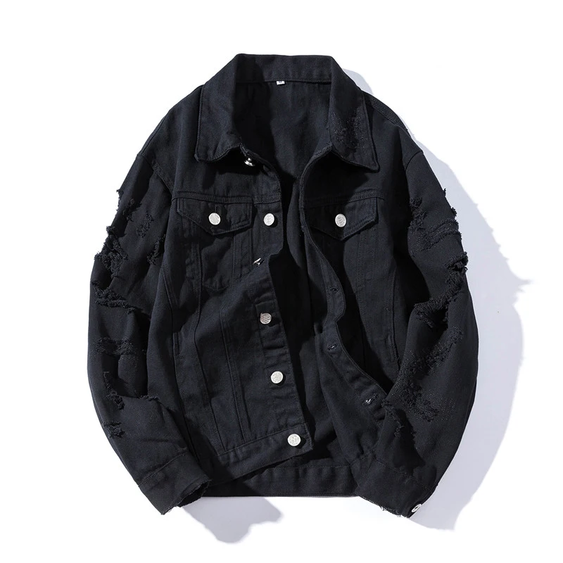 

Men Pink Denim jackets Outerwear Jean Coats New Spring Autumn Men Holes Jena Jackets Men Slim Denim Jackets Size 3XL