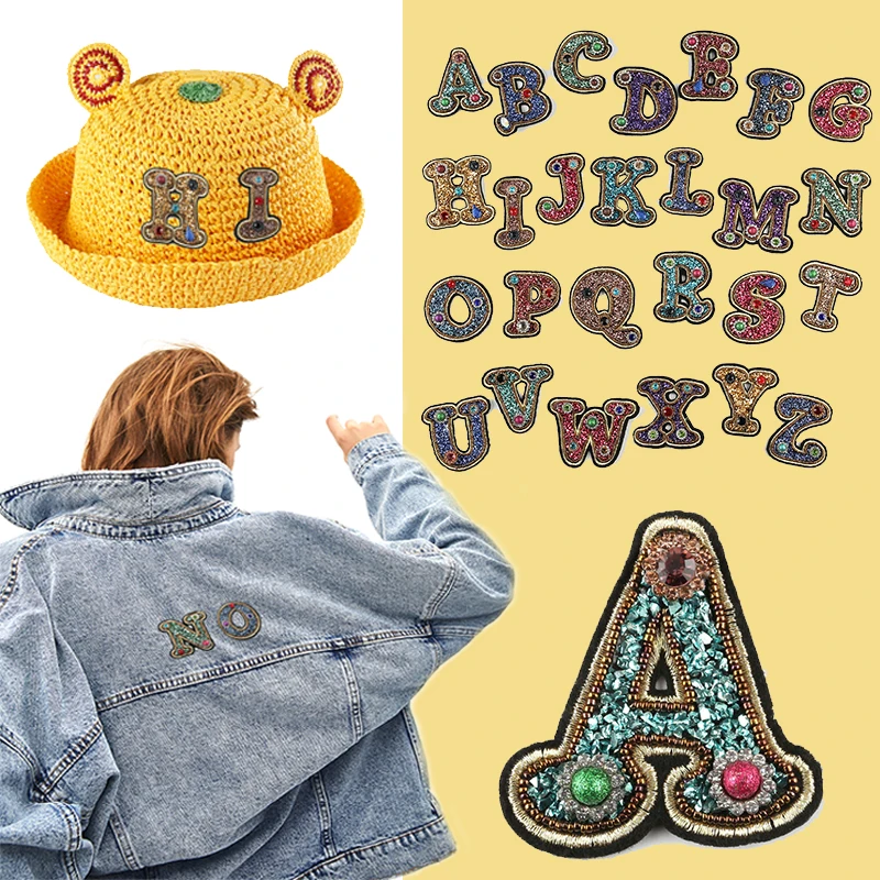 

1PC 26 Letters Special Shaped Zircon Crystal The patch is stuck Handmade Girls DIY Badge Full Diamond Letters Diamond Patches