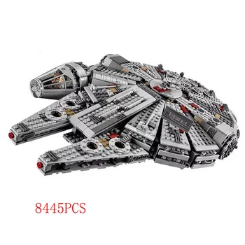 

8445pcs star battle plan Ultimate collector millennium hawk building block space war BB-8 robot Chewbacca figure warship toy