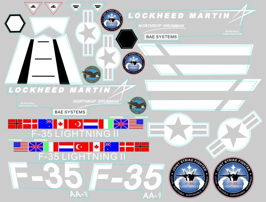 FMS 64 мм F15 F16 F18 F35 V2 запчасти воздуховод вентилятор EDF реактивный двигатель ESC сервопривод клобук шасси навес RC самолет модель Запчасти - Цвет: F35 Decal Sheet