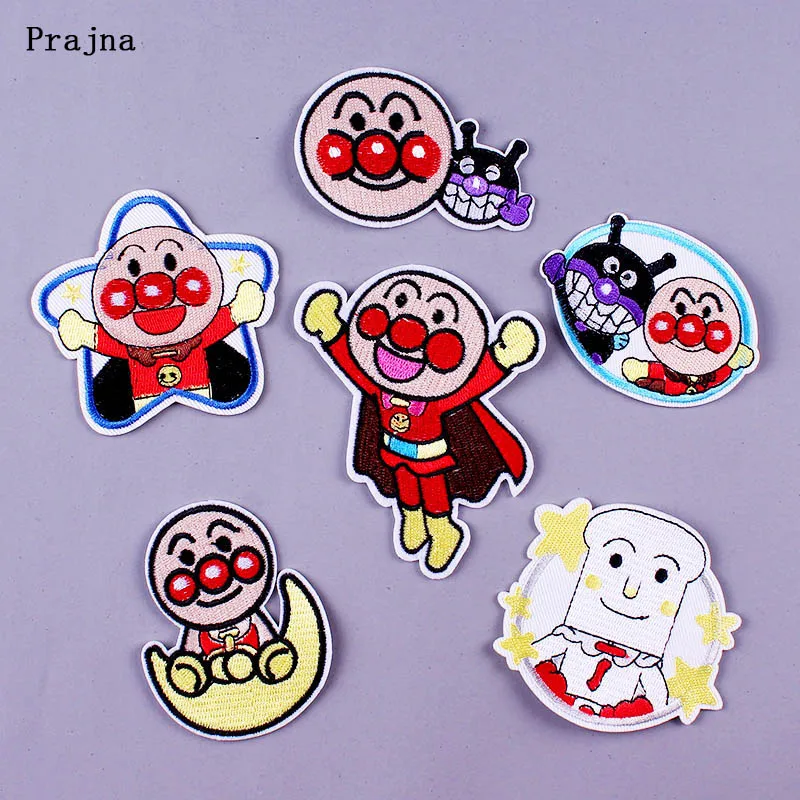 Мультяшная Милая Аппликация Prajna сделай сам нашивки Anpanman для одежды вышитая