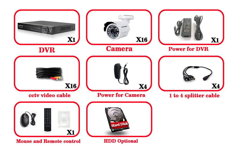 HCVAHDN HD товары теле и видеонаблюдения 16CH CCTV системы AHD-H P 720 P DVR 16 шт. AHD камера 720P комплект безопасности HDMI P 1080