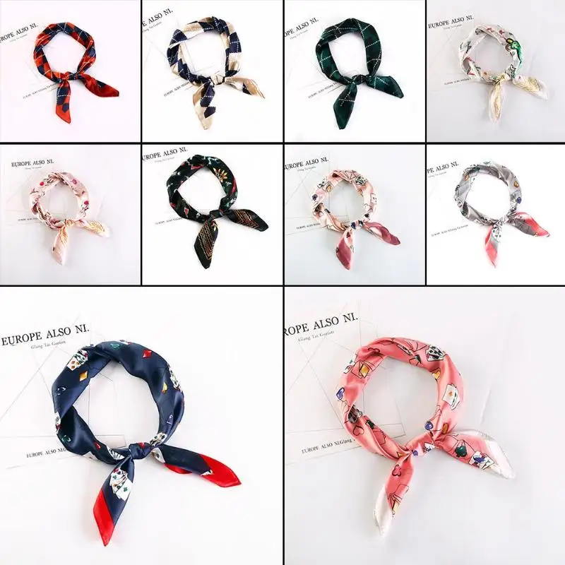 Fashion Women Shawl Geometric Print Square Scarf Casual Neck Hair Tie Band Decoration Accessories Gift