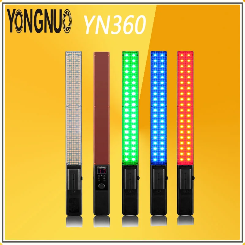 YONGNUO YN360 ручной светодиодный светильник для видеосъемки, светильник для фотосъемки 3200k 5500k RGB, цветной светодиодный светильник 39,5 см для профессиональной фотосъемки